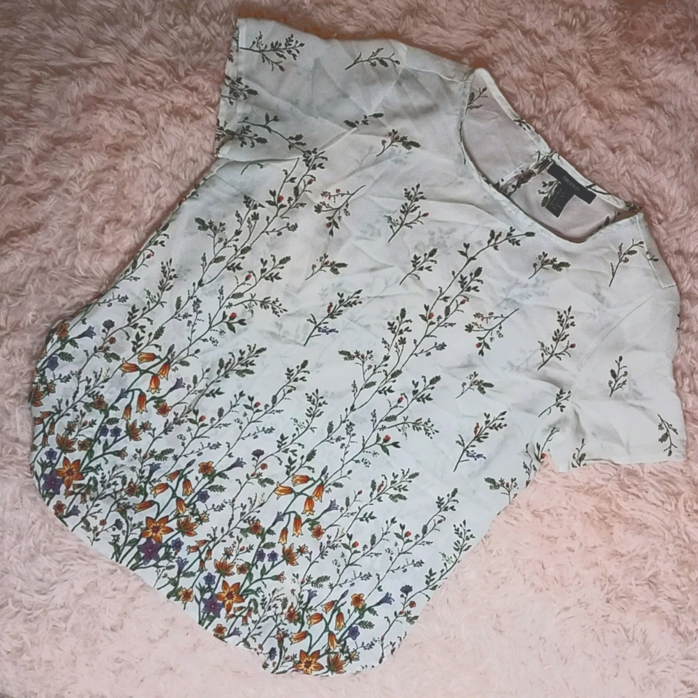 Forever 21 Floral Blouse Sheer Shirt
